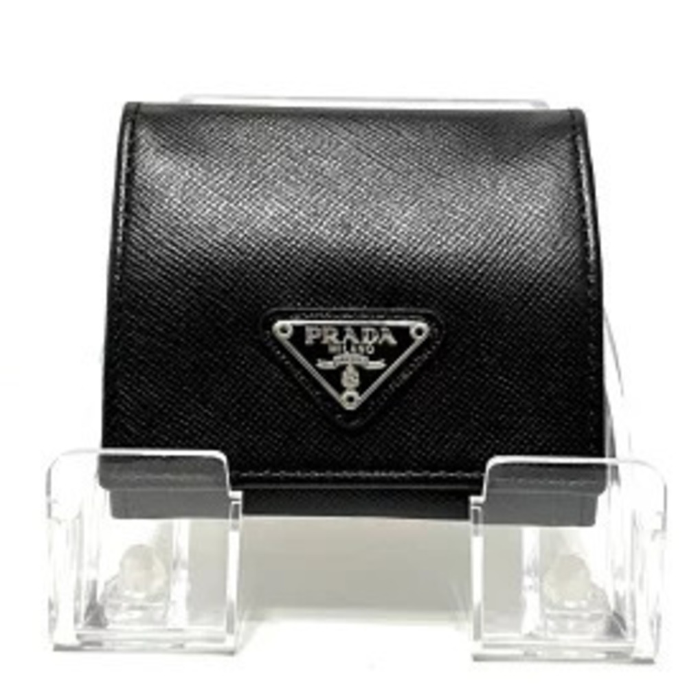 Prada coin case Wallet black leather